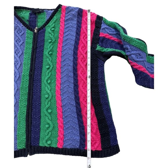 Eagle's Eye Color Block Multicolor Full Zip Vtg‎ Knit Sweater Woman's XL | - Picture 4 of 6